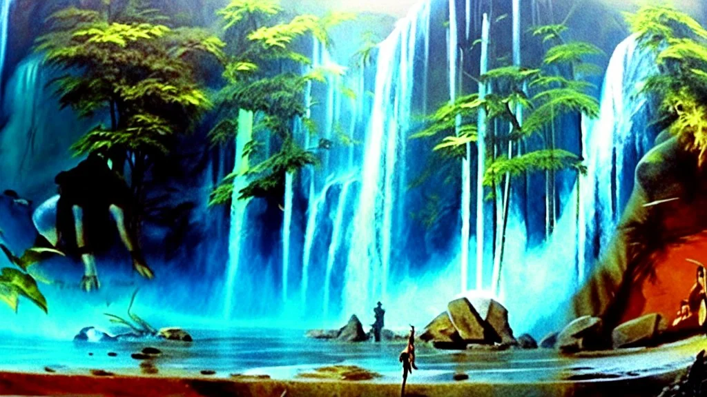 street mural. jungle.water fall. trudeou