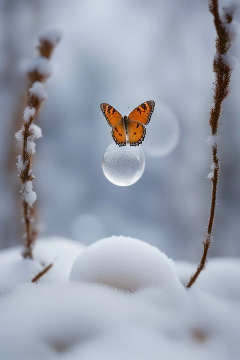 butterflies and bubbles in the snow