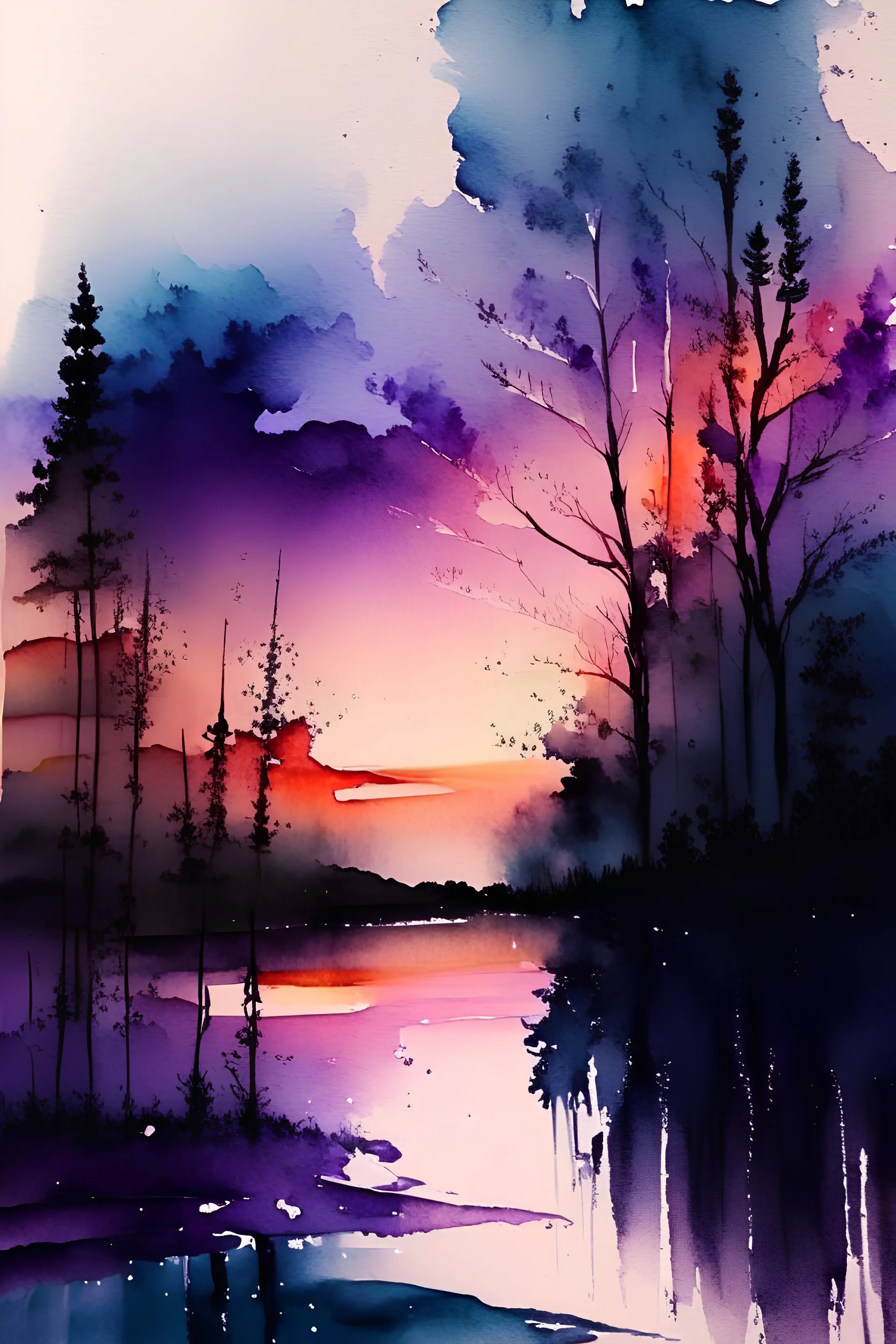 watercolor paint twilight