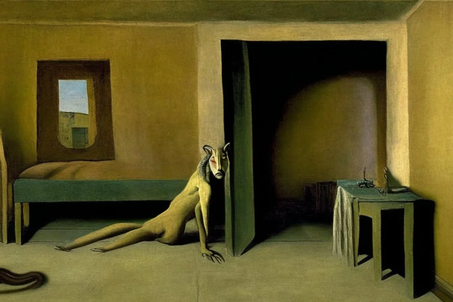 a chimera in a liminal room depicted by balthus