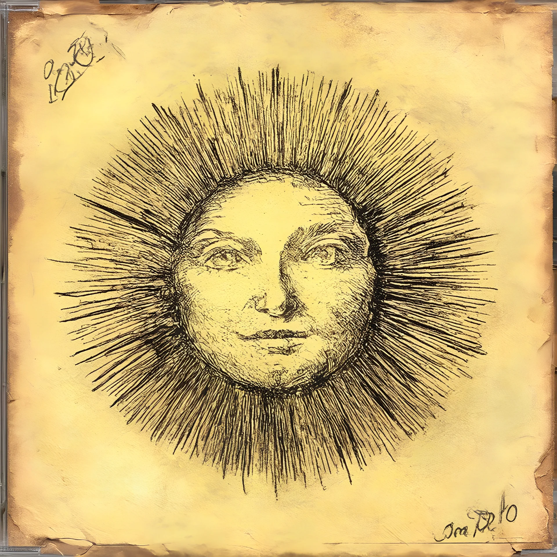 old cd cover with the sketch of a sun
