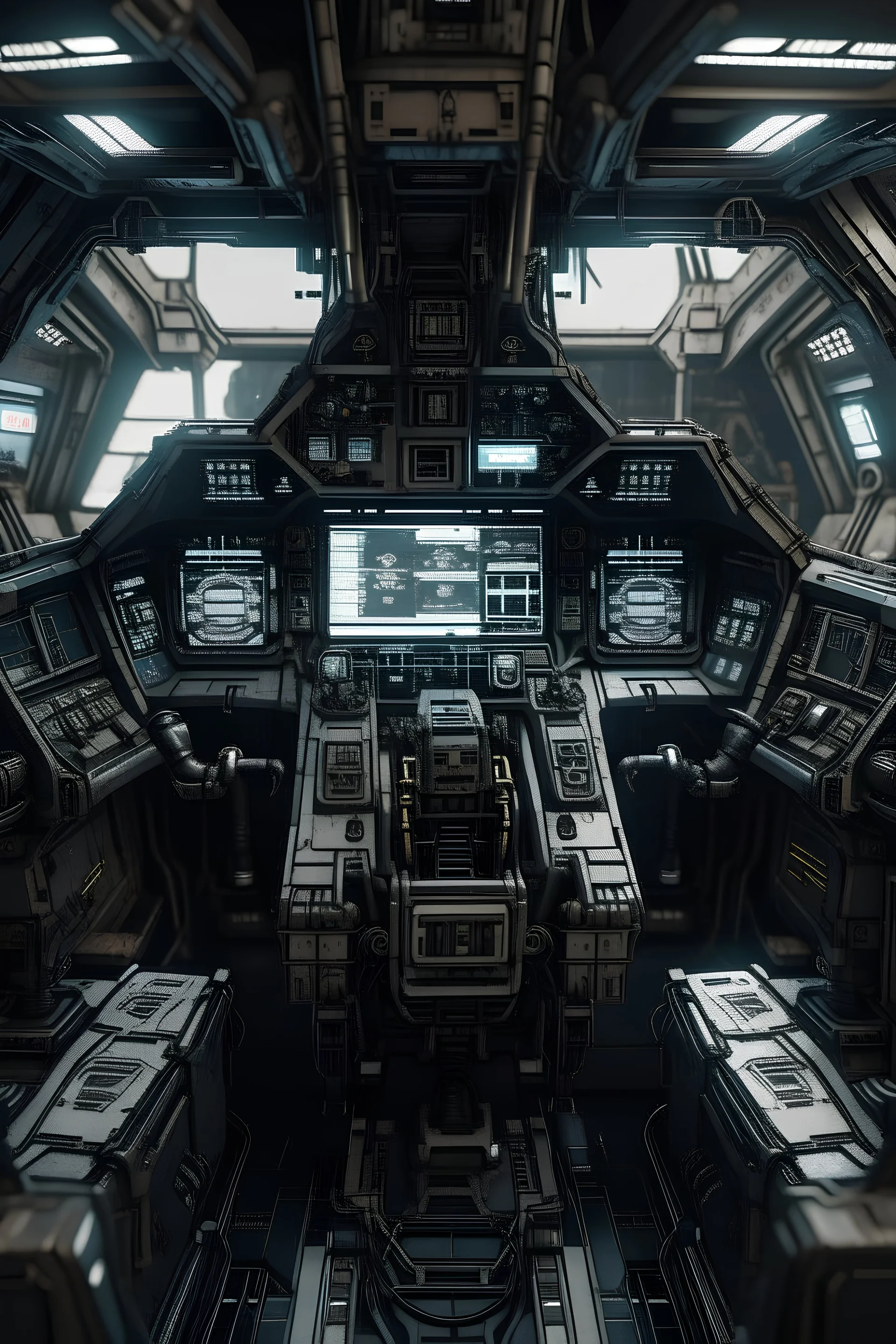 a mecha cockpit from the inside