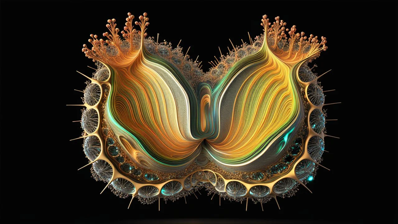 3D-rendered organics form, futuristic, fantasy, nuclear, geometrical shape, single colorful objects, fractal, abstract, scientific, black background, octane render, 8k post-production, artstation: award-winning: atmospheric: commanding: fantastical: clarity: 16k: ultra quality: striking: brilliance: liquid medium: stunning colors: amazing depth; lens: f/8, 28mm