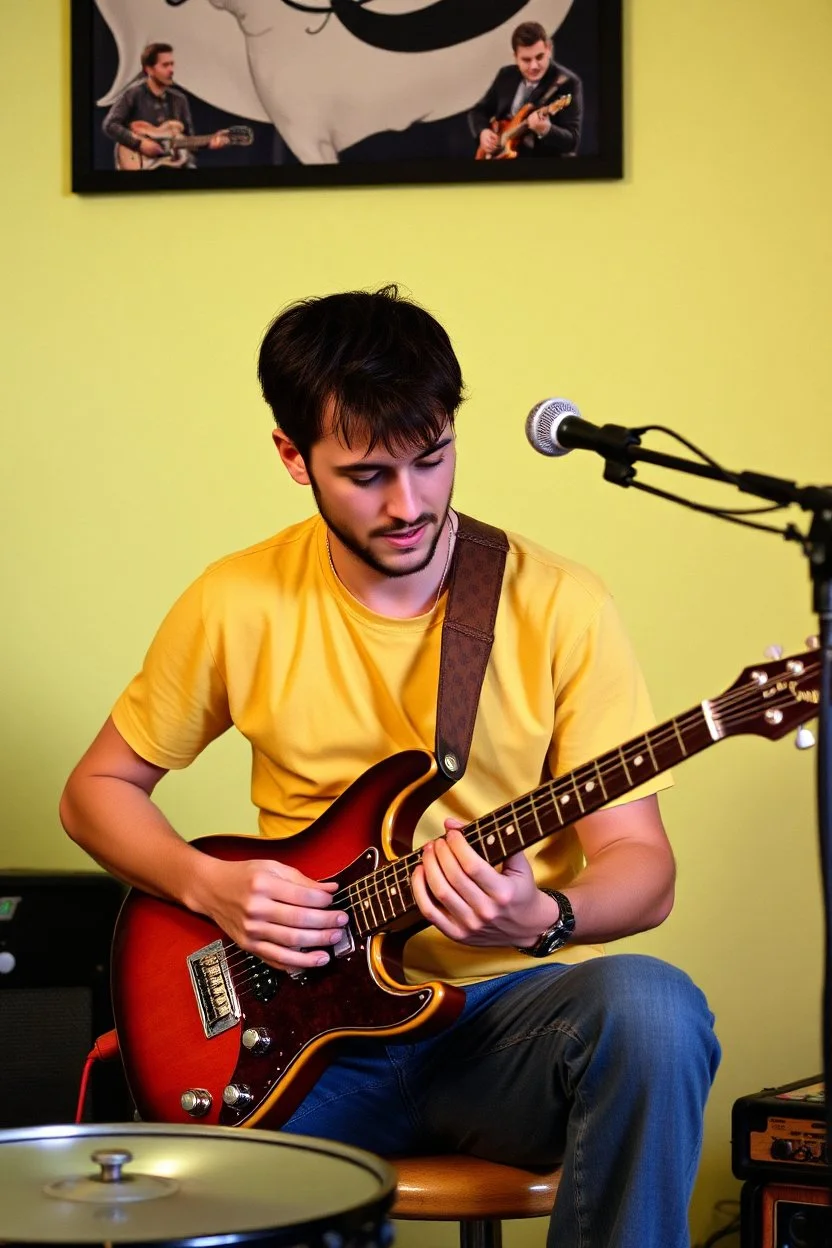 a very immature adult man playing music