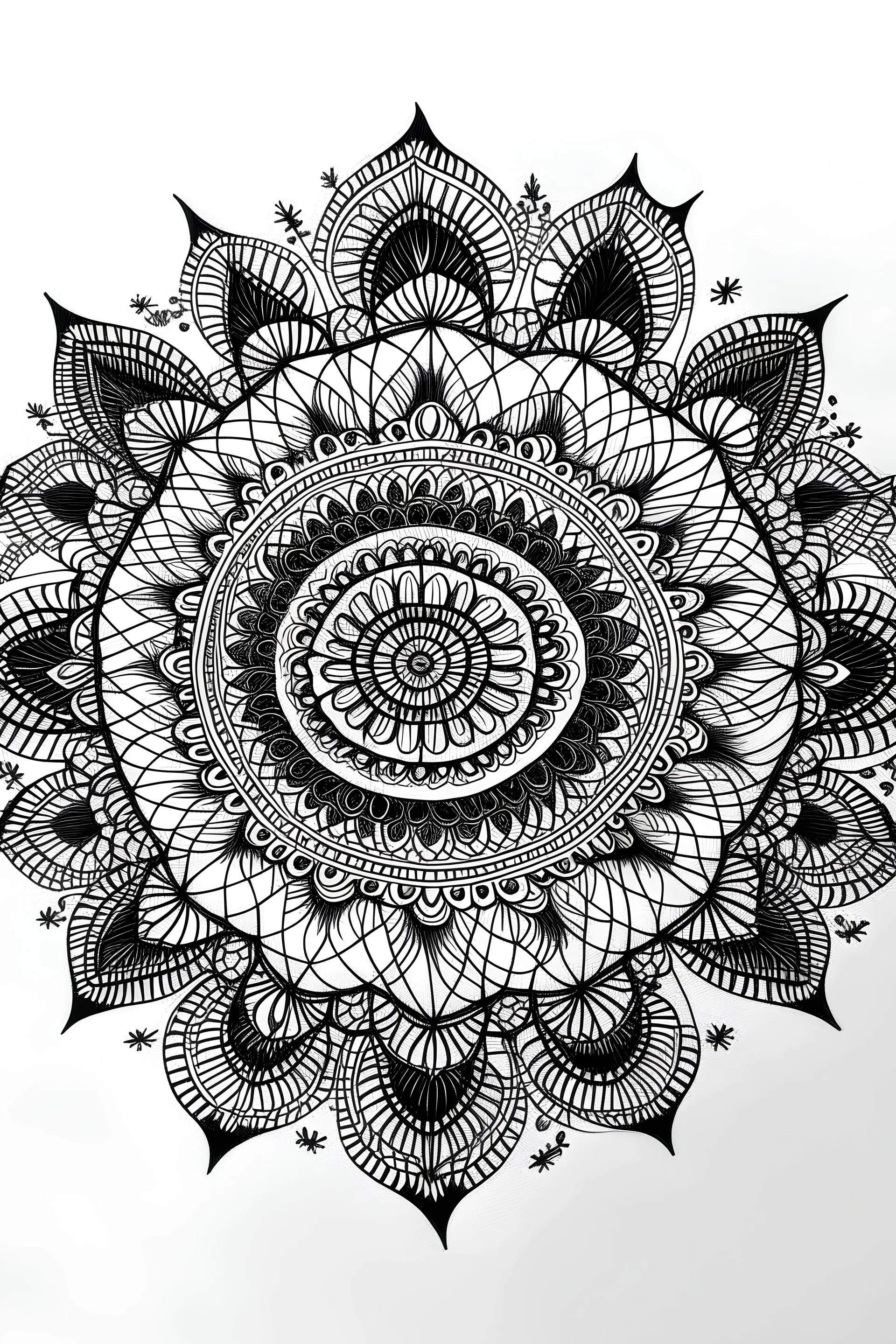 Mini mandala minimal siyah beyaz az ayrıntılı