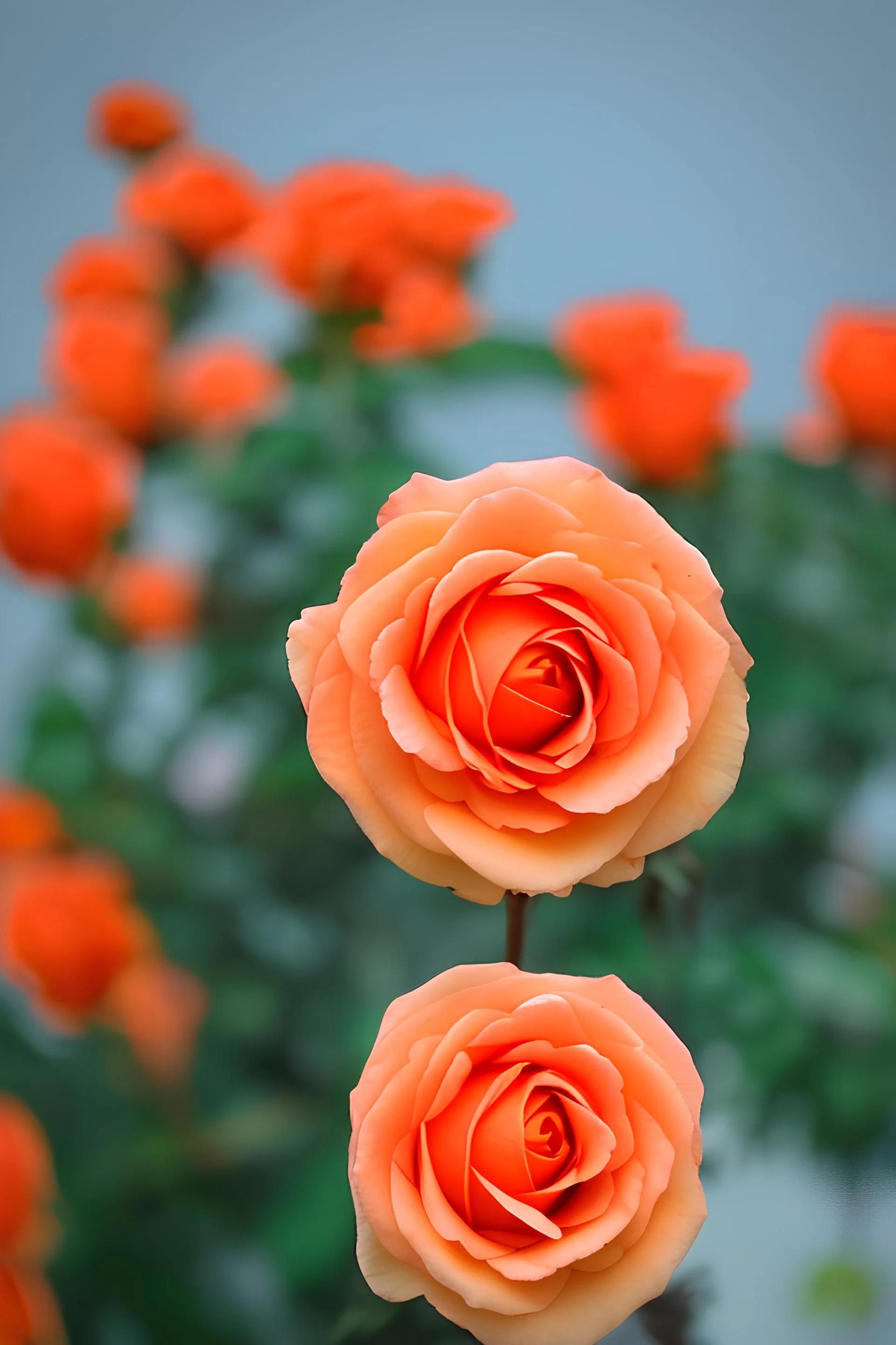ORANGE ROSE SO MANY WITH SKY