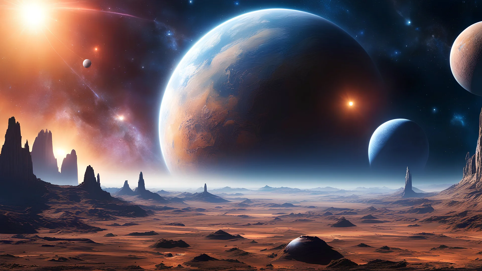 (beste Qualität,4K,hohe Auflösung,Ultradetailliert,realistisch:1.37),Lebendige Weltraumlandschaften,bunter Weltraum,realistisch futuristic space,Außerweltliche Landschaft,futuristische Elemente,immersive Erfahrung,Detaillierte Himmelsobjekte,Weltraumforschung,Interstellar Travel,Fesselnde Lichteffekte,Sternenhimmel,Nebel,Weit entfernte Galaxie,entfernte Planeten,Das weite Universum,Wunder des Universums,ätherische Atmosphäre,Astralobjekte,funkelnde Sterne,Intergalaktisches Abenteuer,Geheimnisse