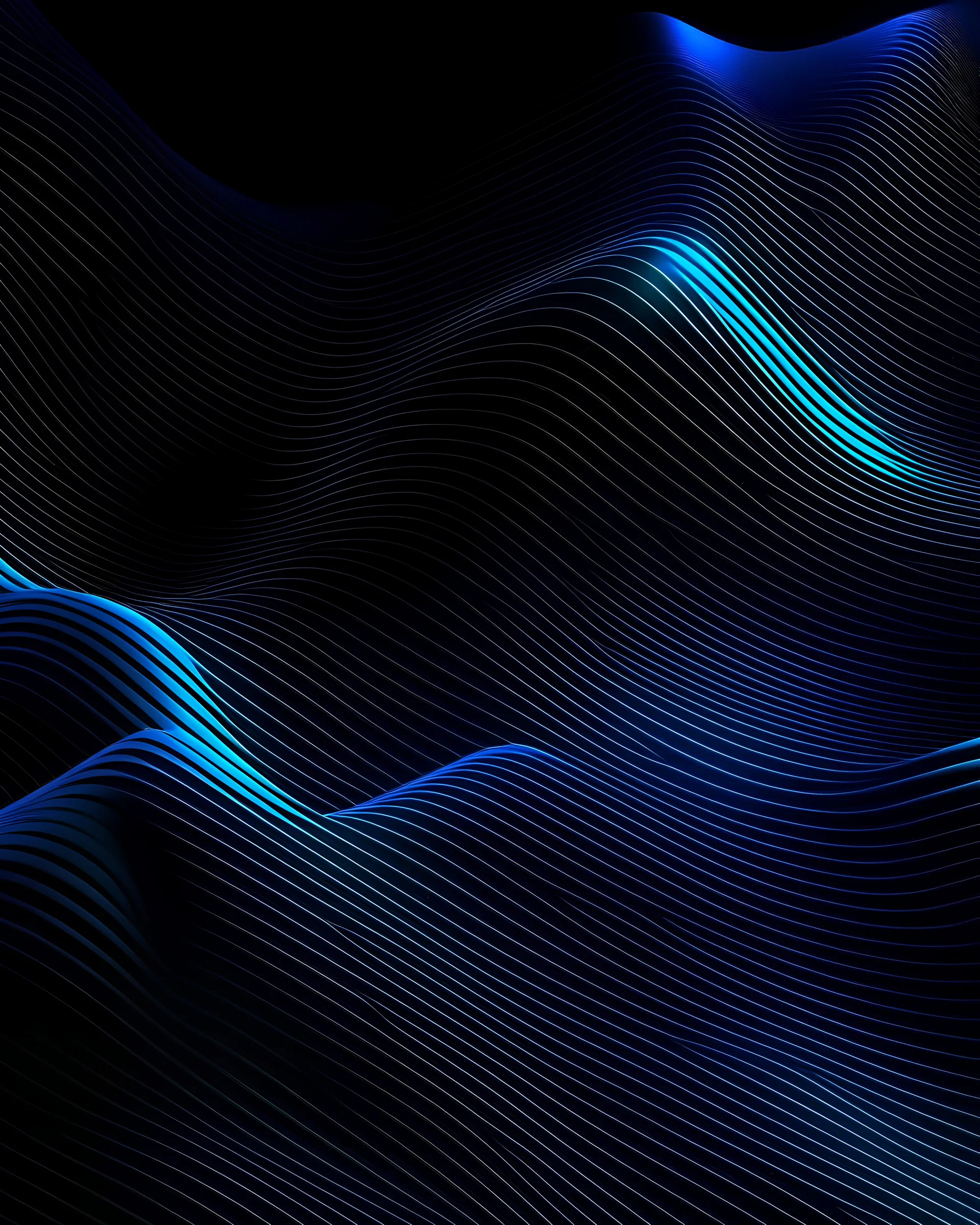 Black dark azure cobalt sapphire blue abstract background. Color gradient. Geometric shape. Wave, wavy curved line. Rough grunge grain noise. Light neon metallic shine shimmer bright. Design.