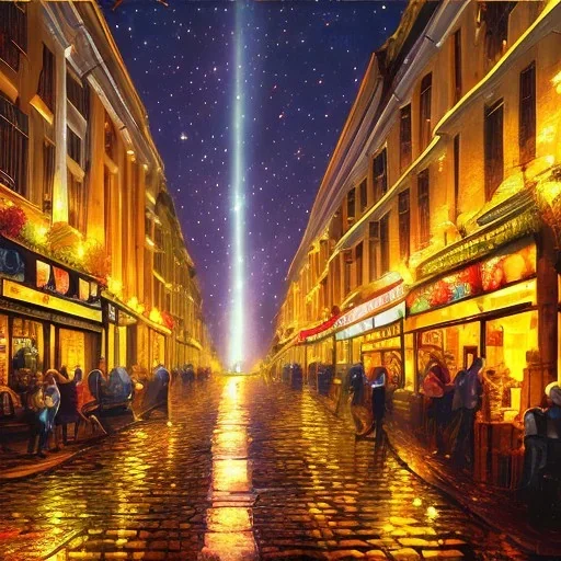 calle de pais por la noche