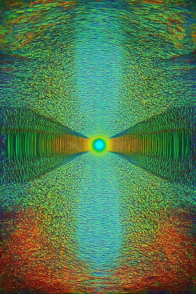 invisible architecture of reality; surrealistic optical art; nature palette