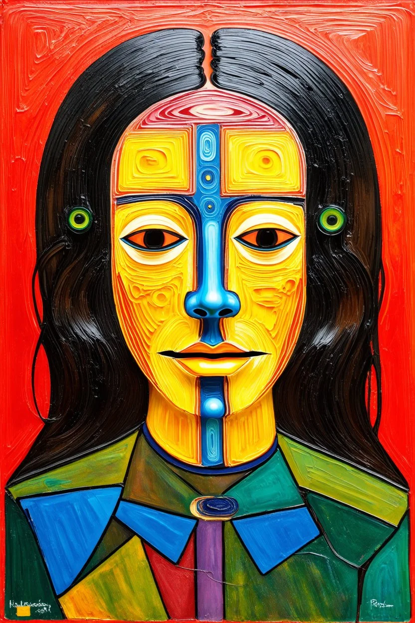 one mask out of millions of possibilities;Golden Ratio; Acrylic Paint; Ecstatic; in the style of Hundertwasser; Cezanne; Gauguin.