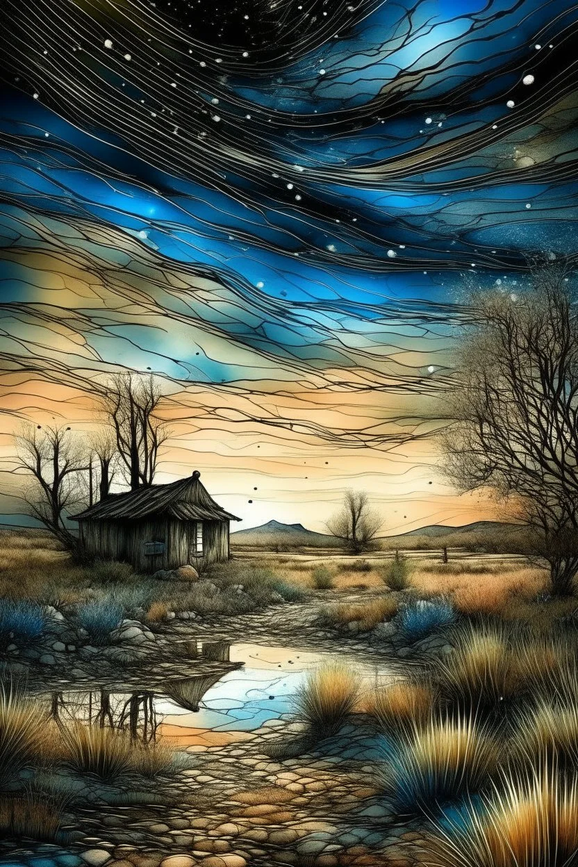 The place where the Dream and its followers live. A reflection of the sky. Watercolor, new year, fine drawing, beautiful landscape, pixel graphics, lots of details, delicate sensuality, realistic, high quality, work of art, hyperdetalization, professional, filigree, hazy haze, hyperrealism, professional, transparent, delicate pastel tones, back lighting, contrast, fantastic, nature+space, Milky Way, fabulous, unreal, translucent, glowing