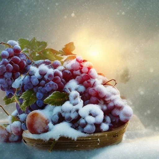 Grapes under snow Siberia