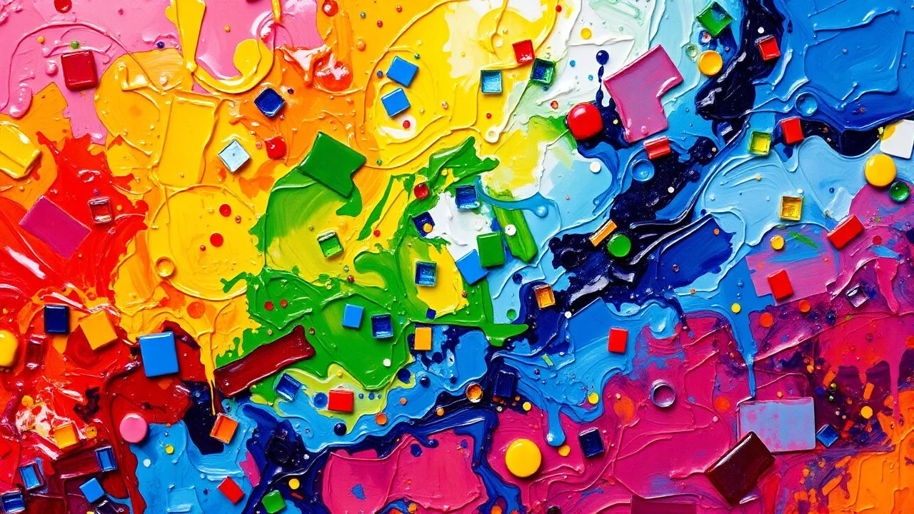 A picture of a plastic painting with colors that express joy 8k