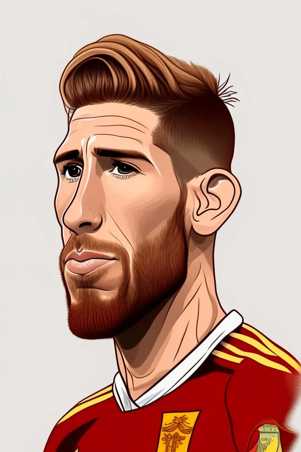 Sergio Ramos Spanish football player ,cartoon 2d