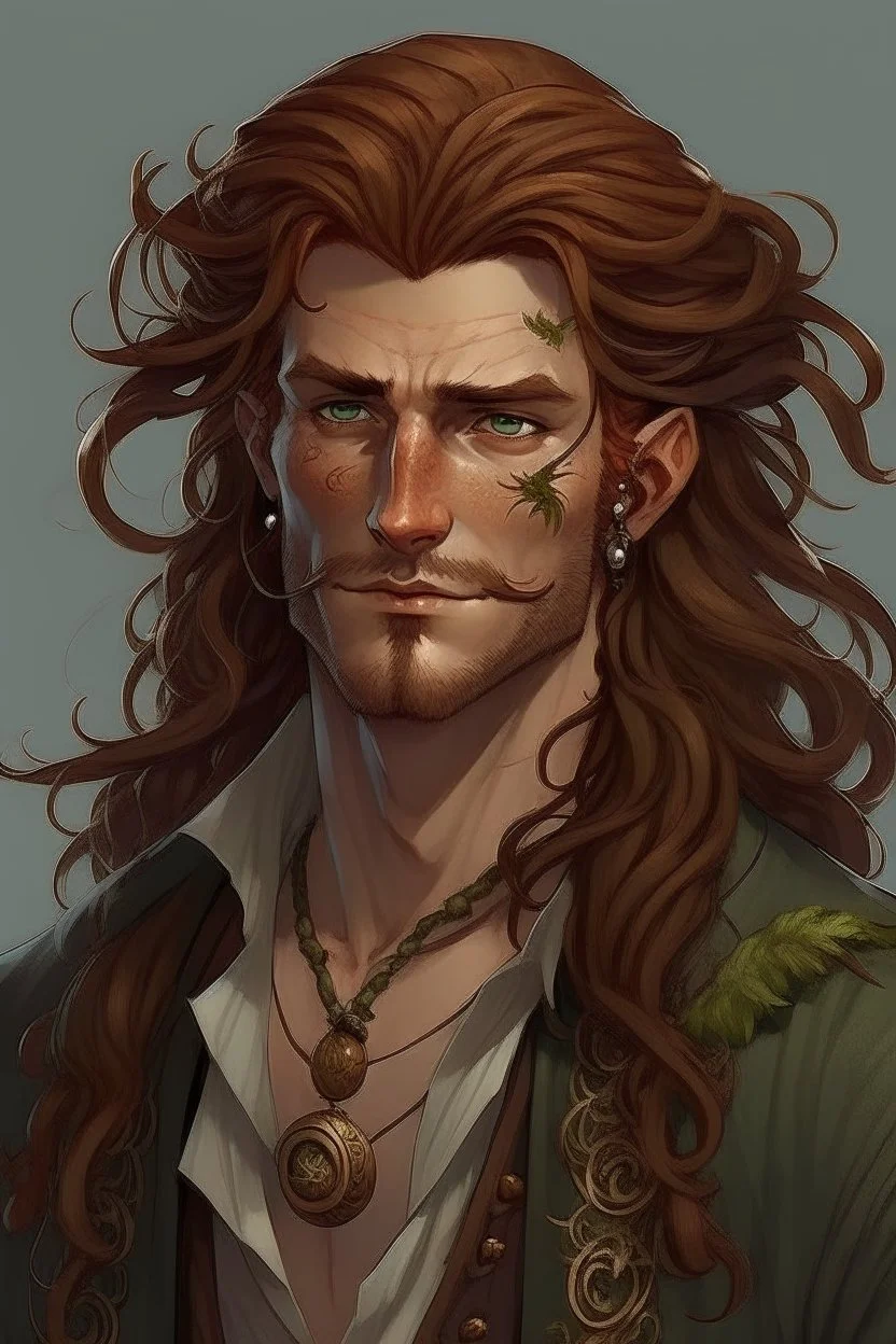 pirate nereid male with deep auburn and kelp hair