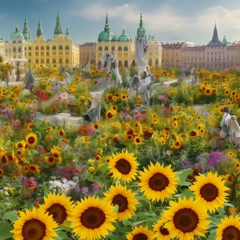 Center of Vienna, flower store with sunflowers