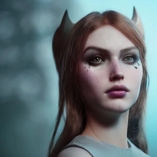 analog style,real cool girl portrait, simmetric eyes, ambient, batgirl make up outfit, ultra realistic photo, unreal engine --aspect ratio 1:1