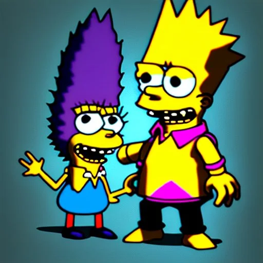 Bart Simpson meets Wednesday Addams