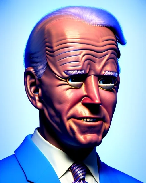 Waist up Portrait, joe Biden as muppet Blue suit retro style, photo studio, city background, unreal engine 5, concept art, art station, god lights, ray tracing, RTX, lumen lighting, ultra detail, volumetric lighting, 3d.