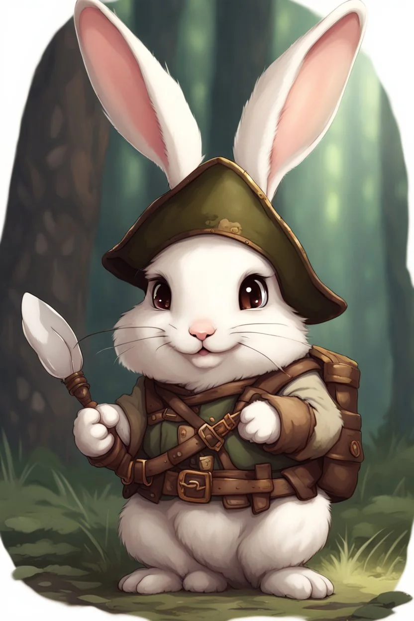 Cute chubby bunny floppy ears adventurer dnd art realism