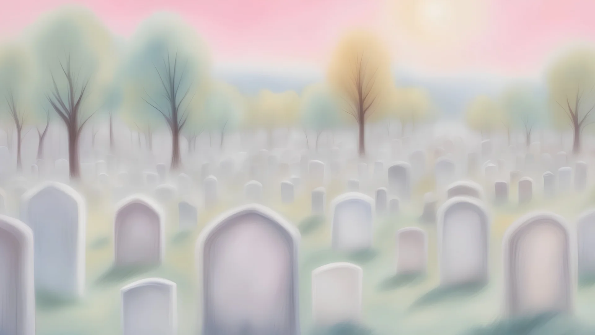 pastel, blurred Paintings of Jewish Cemeteries in the style of monne, with Star of david on the tombstones