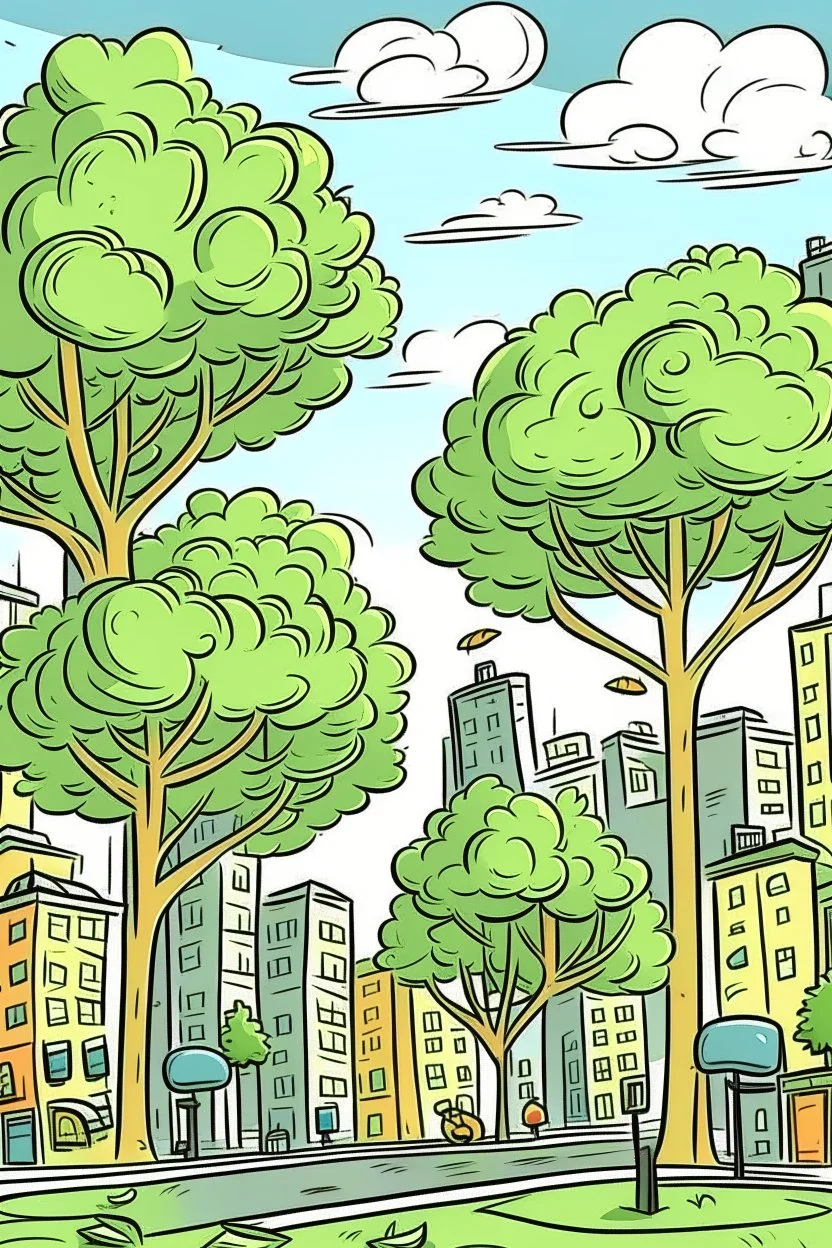 city trees old cartoon