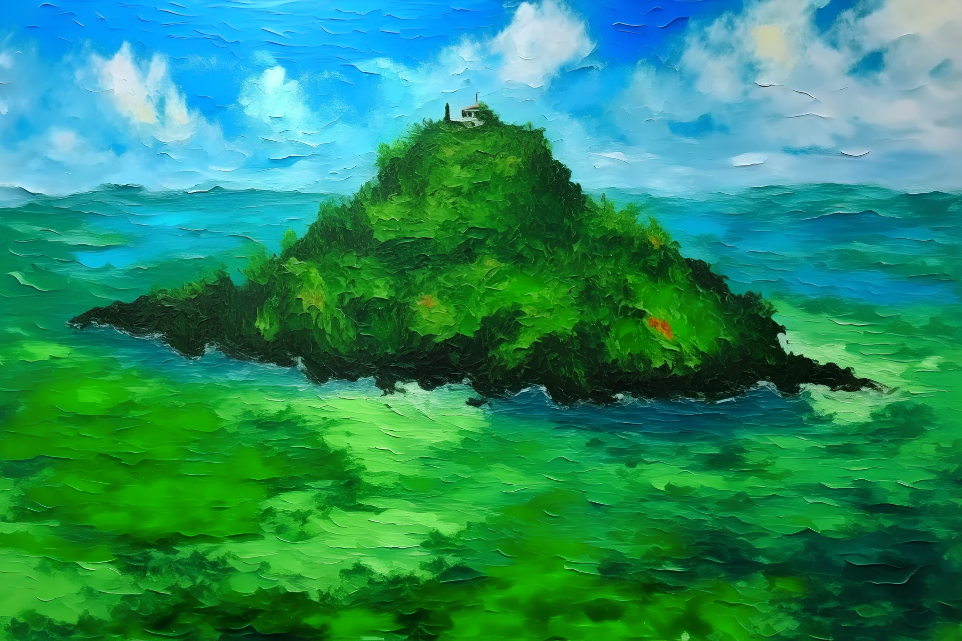 painting v stilu monettna samotnem otoku
