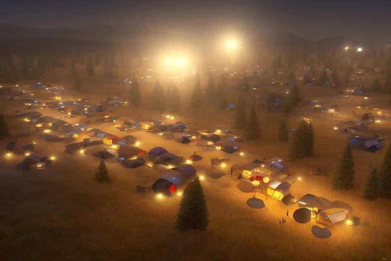 refugee camp at night