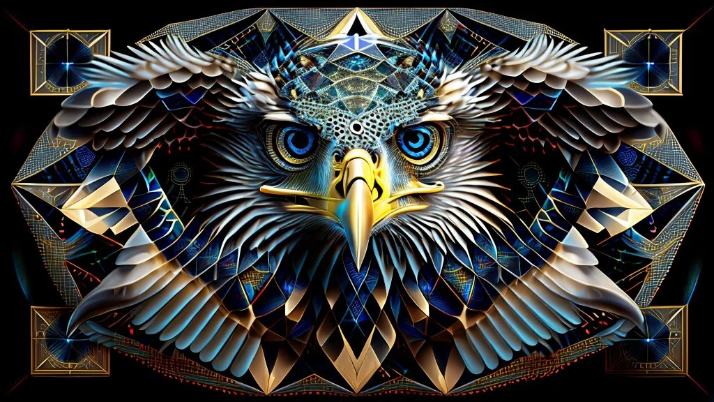 impossible octaedric jeweled paradox geometry recursive eagle with many eyes