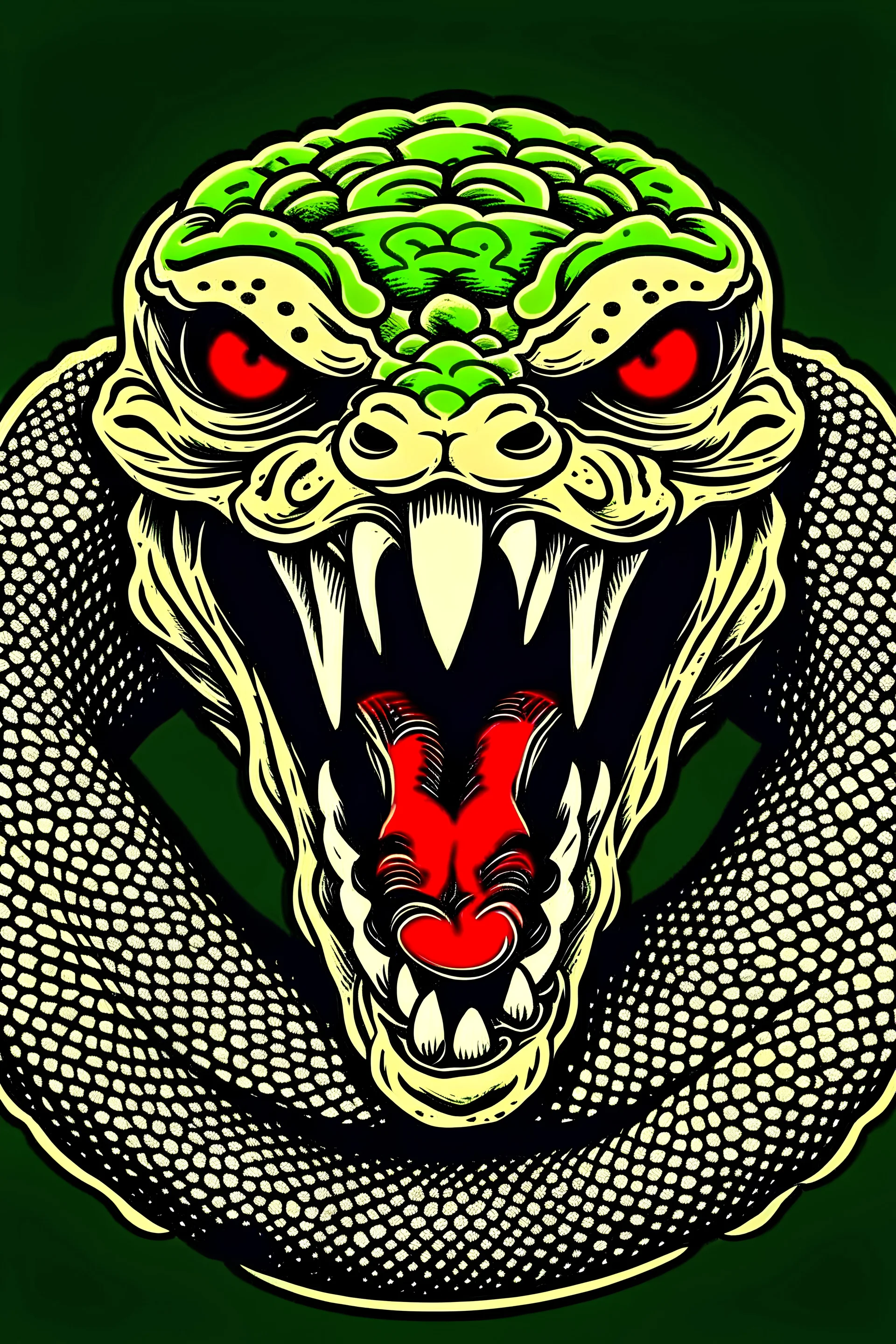 angry snake in just two colour