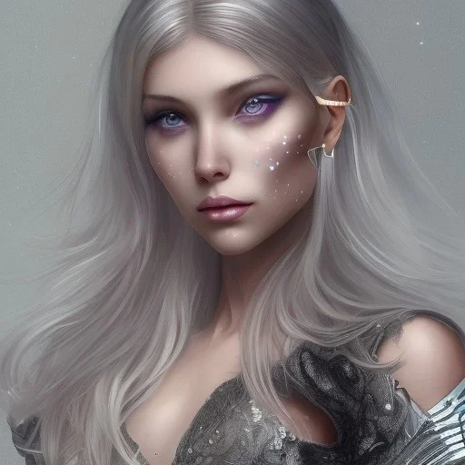 jolie visage de fée bleue, stars ,longs cheveux blonds ambiance bleutée,Character Design, magician