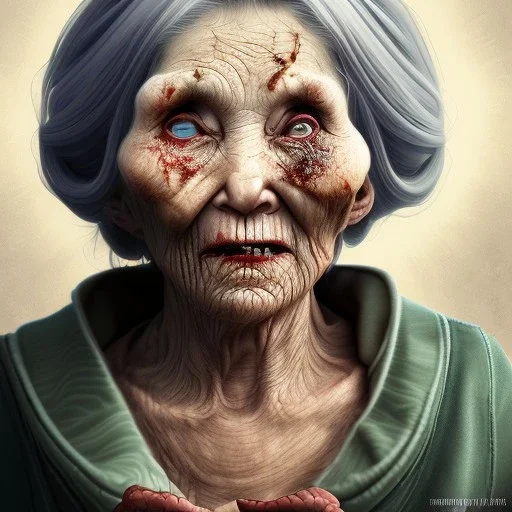 old woman that has just eaten a cookie from hell