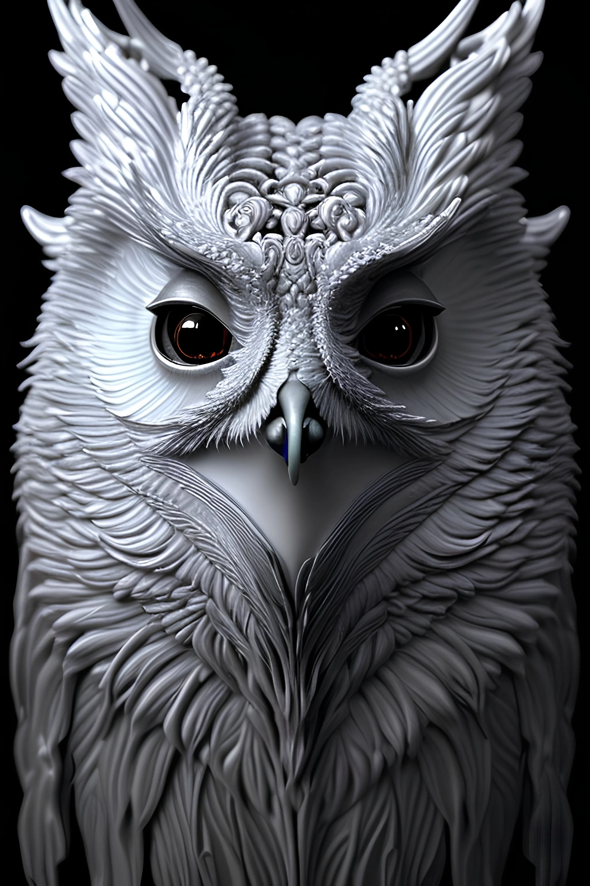 A portrait of a magical creature, mythical, fantasy , magnificent, majestic, highly intricate, Realistic photography, incredibly detailed, ultra high resolution, 8k, complex 3d render, cinema 4d, owl/fox, creature hybrid, high resolution photo, trending on artstation, psychedelic, blacklight colors, mandala