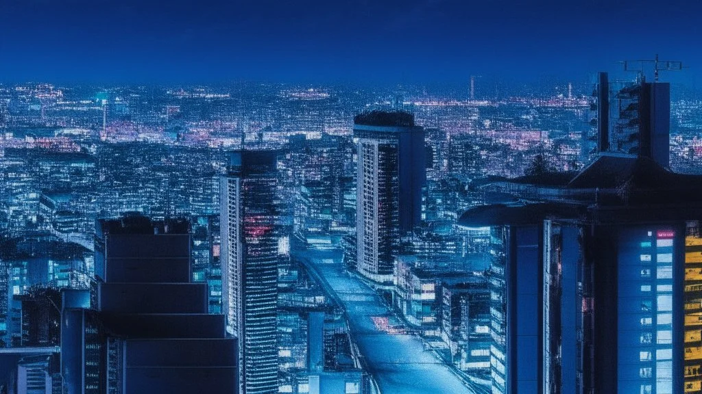 Clear Focus, High resolution, Cyberpunk skyline, comic style
