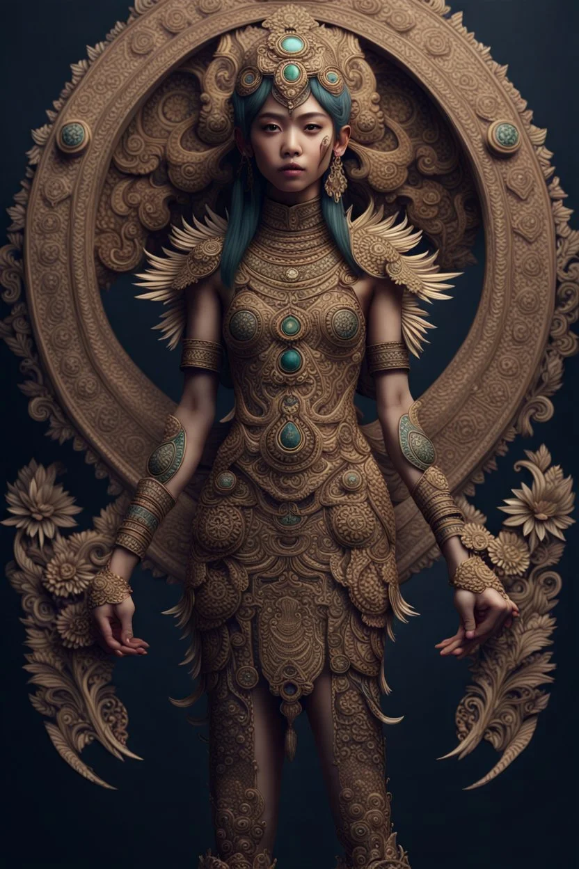 Fhoto full body, reality, Raw, Indonesia culture future, digital art, intricate details, powerful composition, captivating, , trending on artstation, sharp focus, studio photo, intricate details, highly detailed, by addie_digi