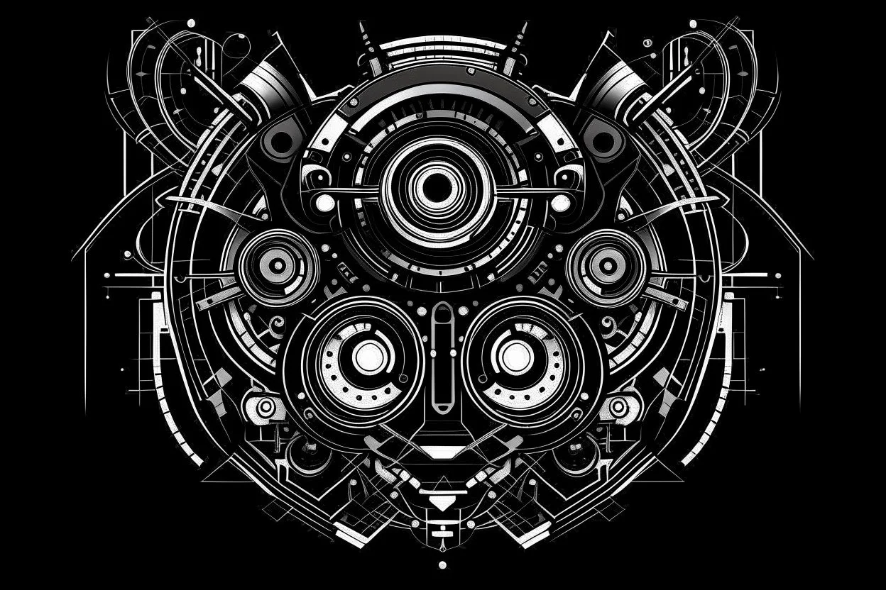 techno music awaken the machines simple black and white