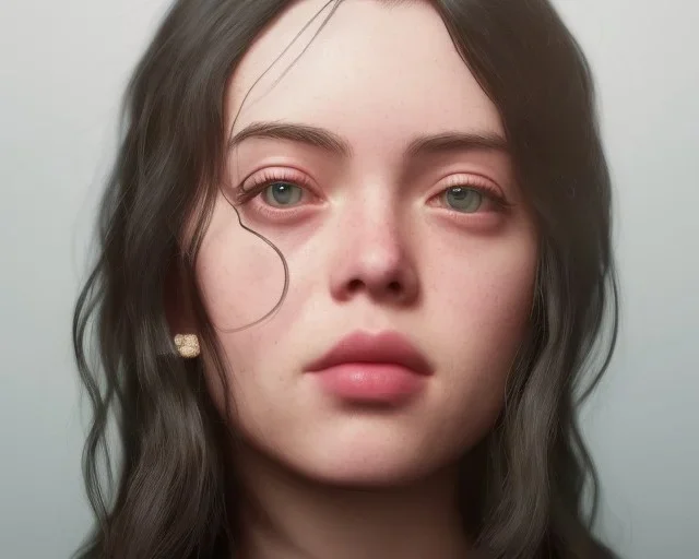 ying in the bathroom, photorealistic illustration, Billie Eilish