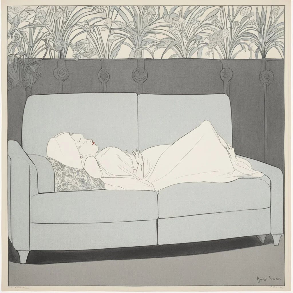 Sur le canapé d'argent pâle : [estampe] : [planche du portfolio Amour] / Maurice Denis