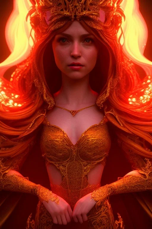 portrait of princes set in magic fire, cinematic lighting, photorealistic, realistic, detailed, volumetric light and shadow, hyper HD, octane render, unreal engine 5 insanely detailed and intricate, hypermaximalist, elegant, ornate, hyper-realistic, super detailed --v 4