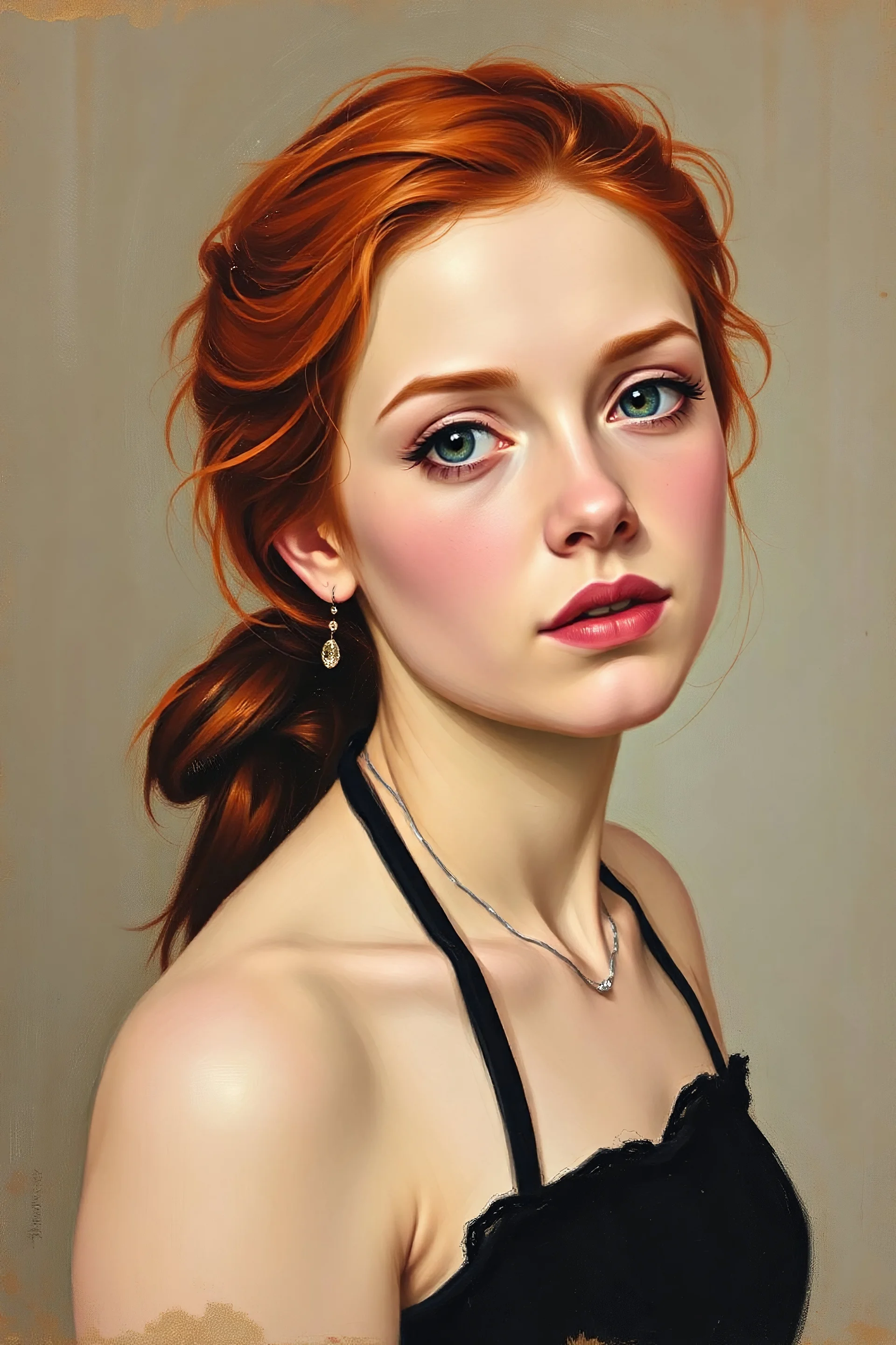 painting portrait of girl with red hair