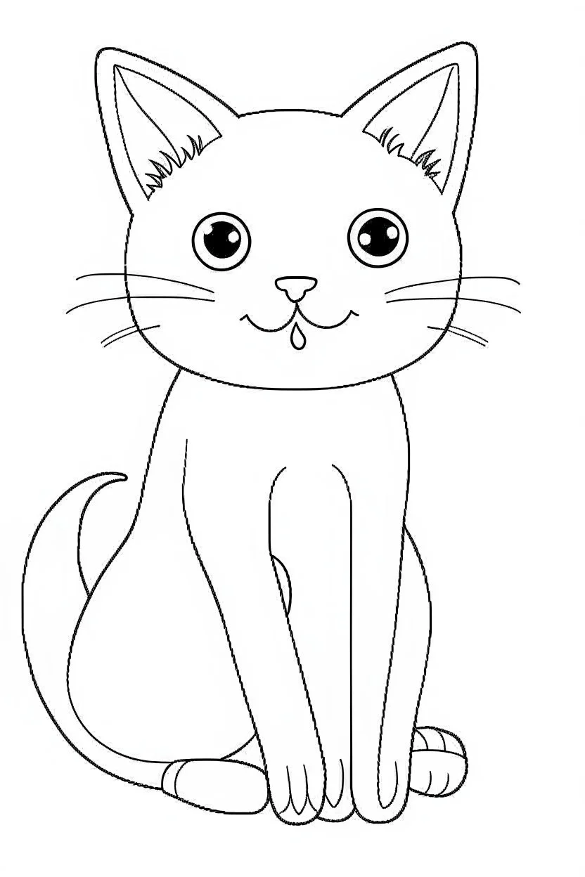 blank colouring book, simple picture for toddlers, cat