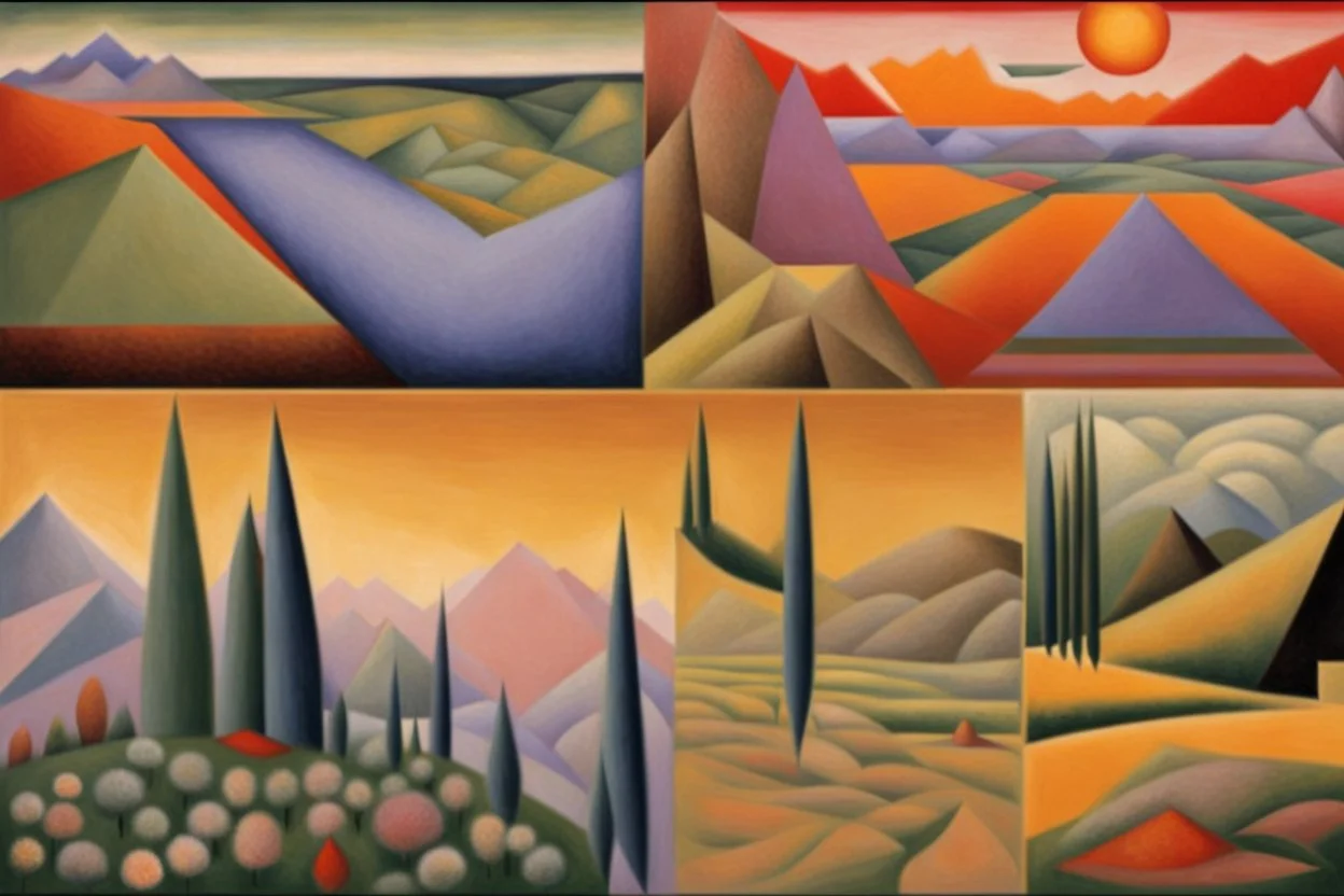 a landscape by artist "Gino Severini",by artist "Leonora Carrington",by artist "Mark Rothko"