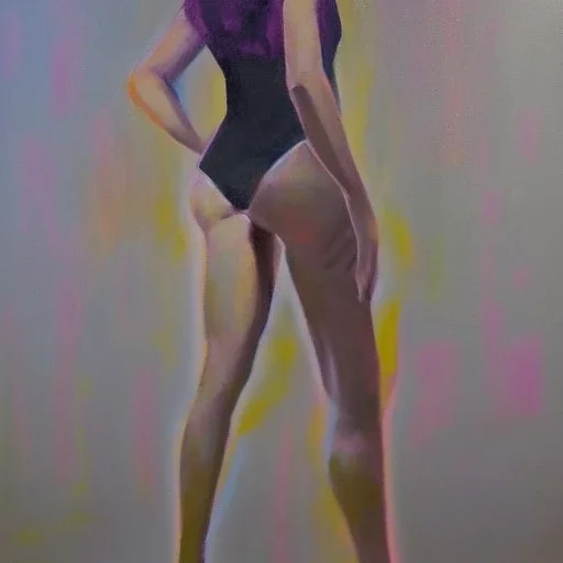 Full body portrait, painting, medium shot lady Volumetric Rain