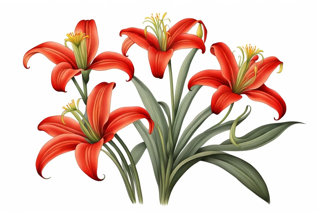 Western Red Lily illustration on white background