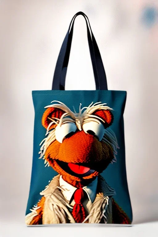 pret a porter bag made with muppet fabric, Sesame Street style, fashion photo studio, clean background, unreal engine 5, ray tracing, RTX, lumen lighting, ultra detail, volumetric lighting, 3d.