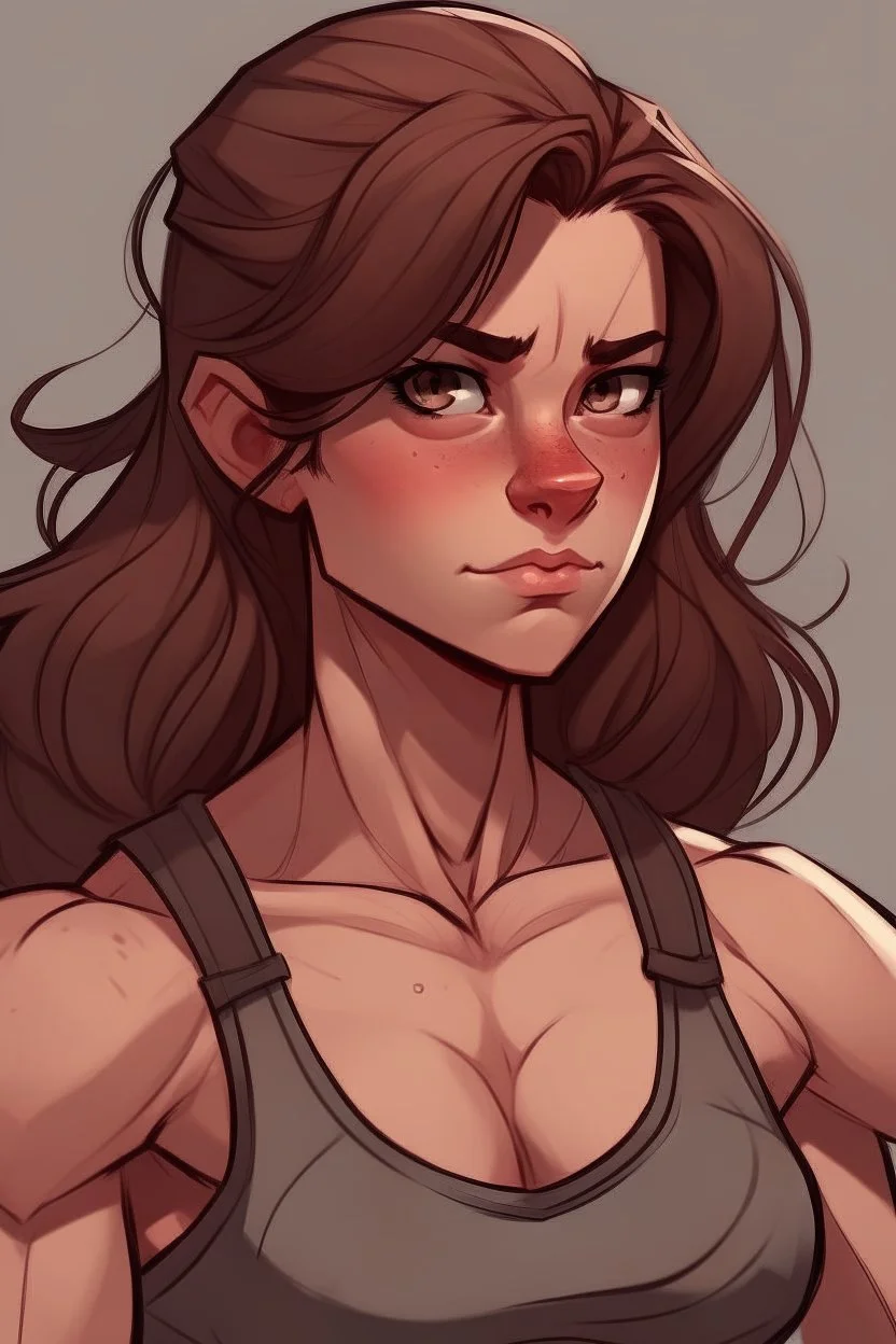 brown haired buff girl syled