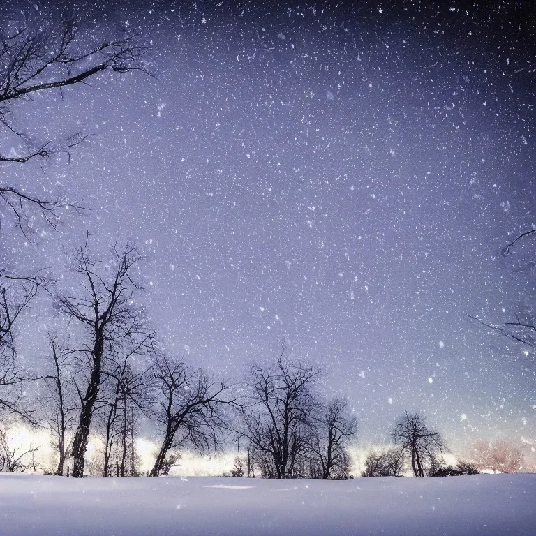 winter landscape, crystal, stars, dreamy