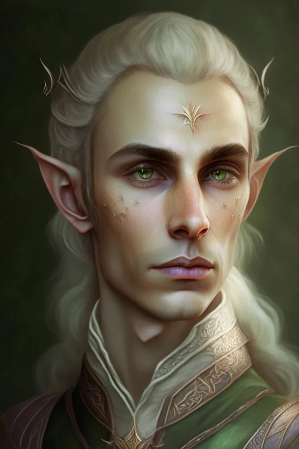 A portrait of a noble male Elf, a bit feminine