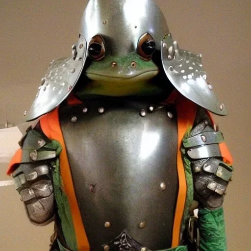 Frog here in medieval style wearing armor